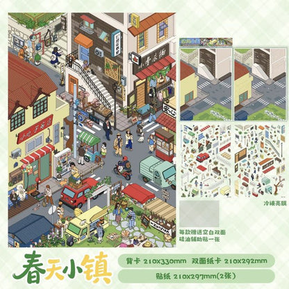 Vol. 2 Duoduo Stationery Shop Mother & Baby Store 24-Hour Convenience Store My Way Home from School Dream Residence American Street Scene Spring Town - XL - JoyJollyCrafts