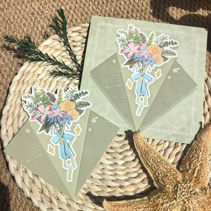 Vol. 2 Four Seasons Sleep Bureau Bouquet Greeting Card Mini - XL - JoyJollyCrafts