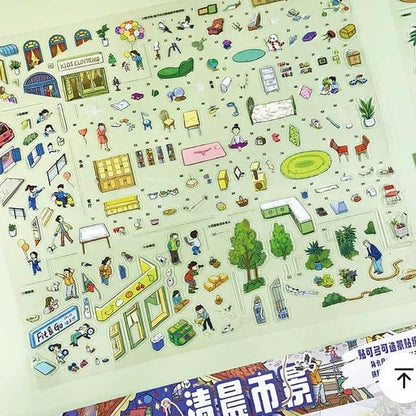 Vol. 2 New Year Market Stories of a Small Town Morning Market Scene Sweet Dessert Shop - XL - JoyJollyCrafts
