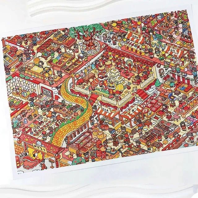 Vol. 2 New Year Market Stories of a Small Town Morning Market Scene Sweet Dessert Shop - XL - JoyJollyCrafts