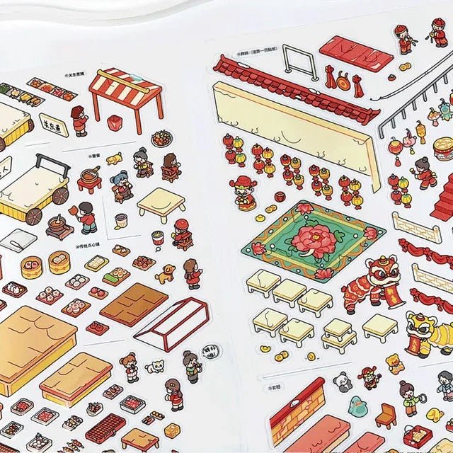 Vol. 2 New Year Market Stories of a Small Town Morning Market Scene Sweet Dessert Shop - XL - JoyJollyCrafts