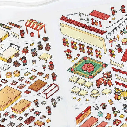 Vol. 2 New Year Market Stories of a Small Town Morning Market Scene Sweet Dessert Shop - XL - JoyJollyCrafts