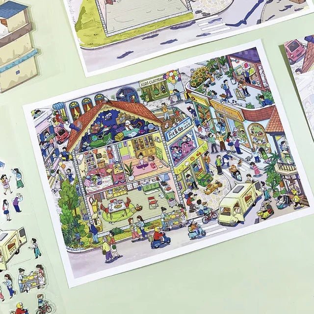 Vol. 2 New Year Market Stories of a Small Town Morning Market Scene Sweet Dessert Shop - XL - JoyJollyCrafts