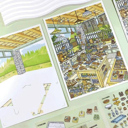 Vol. 2 New Year Market Stories of a Small Town Morning Market Scene Sweet Dessert Shop - XL - JoyJollyCrafts