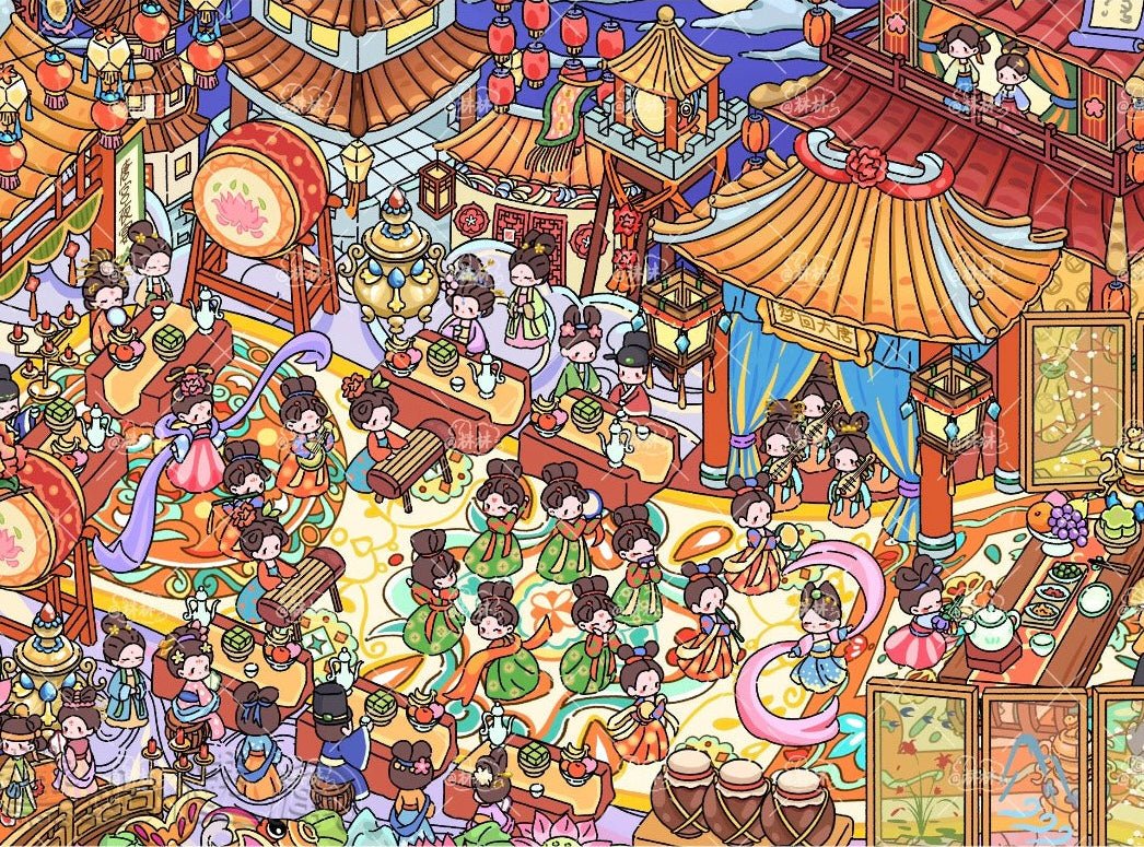 Vol. 23 Dopamine Restaurant Apocalypse Town Water Splash Festival Whimsical Fantasy Town Paintings, Music, Chess & Calligraphy Summer Beach Swimming Pool The Incognito Visit Tang Dynasty Night Banquet Hall of Mental Cultivation - L - JoyJollyCrafts
