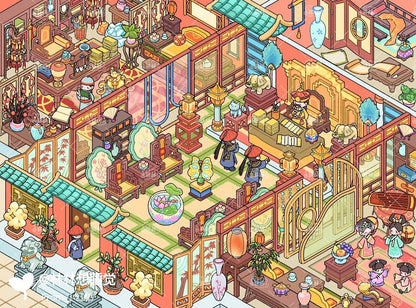 Vol. 23 Dopamine Restaurant Apocalypse Town Water Splash Festival Whimsical Fantasy Town Paintings, Music, Chess & Calligraphy Summer Beach Swimming Pool The Incognito Visit Tang Dynasty Night Banquet Hall of Mental Cultivation - L - JoyJollyCrafts