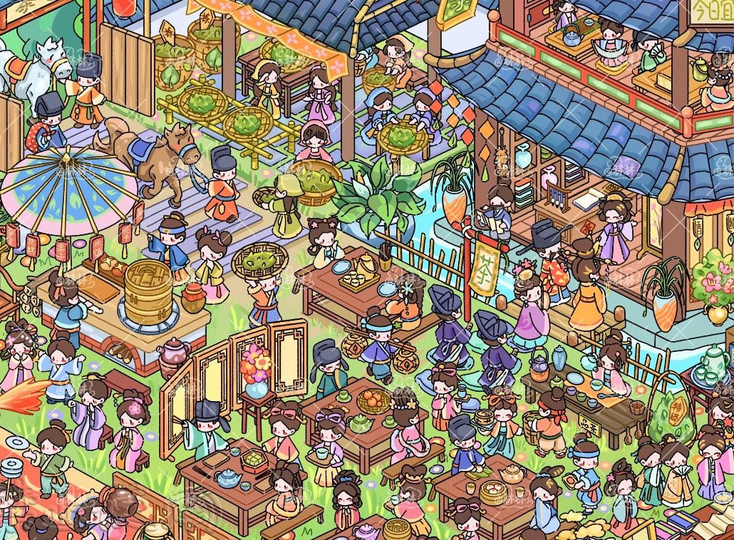 Vol. 23 Dopamine Restaurant Apocalypse Town Water Splash Festival Whimsical Fantasy Town Paintings, Music, Chess & Calligraphy Summer Beach Swimming Pool The Incognito Visit Tang Dynasty Night Banquet Hall of Mental Cultivation - L - JoyJollyCrafts