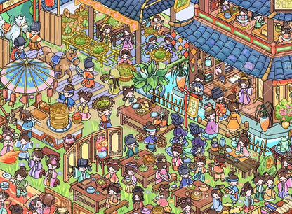 Vol. 23 Dopamine Restaurant Apocalypse Town Water Splash Festival Whimsical Fantasy Town Paintings, Music, Chess & Calligraphy Summer Beach Swimming Pool The Incognito Visit Tang Dynasty Night Banquet Hall of Mental Cultivation - L - JoyJollyCrafts