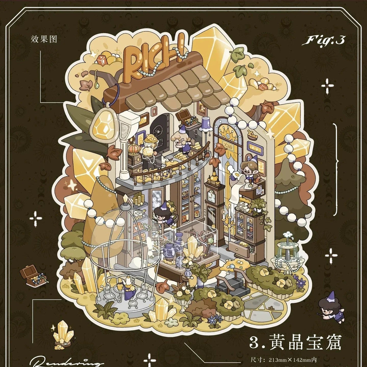 Vol. 24 Crystal Sprite Cottage Series Attracting Peach Blossoms Endless Flow of the Heart Attracting Wealth Health And Longevity - M - JoyJollyCrafts