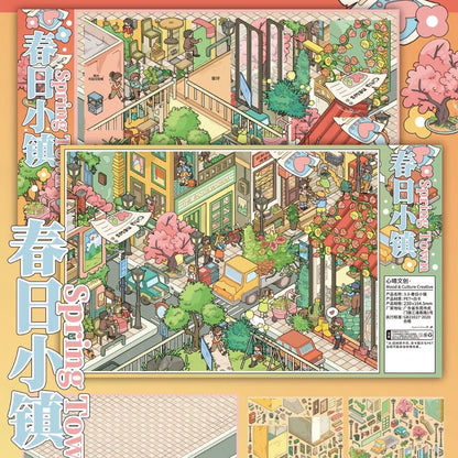 Vol. 3 Spring Town Slow Living Square Classic of Mountains and Seas Market Winter Snow Fairytale Winter House - L - JoyJollyCrafts
