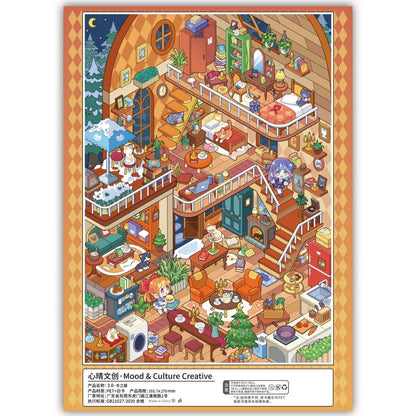 Vol. 3 Spring Town Slow Living Square Classic of Mountains and Seas Market Winter Snow Fairytale Winter House - L - JoyJollyCrafts