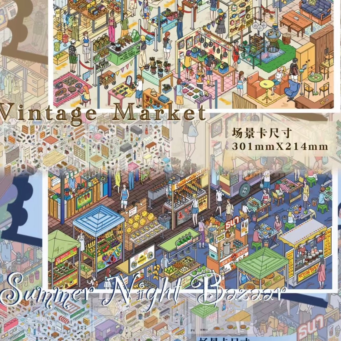 Vol. 3 Summer Night Thai Market Vintage Flea Market - L - JoyJollyCrafts