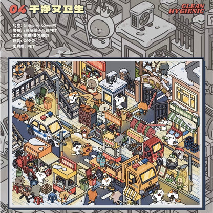 Vol. 33 That's Life Series Late-Night Bar Northeastern Chinese Bathhouse Flat-Faced Cat Morning Market Clean and Hygienic - M - JoyJollyCrafts