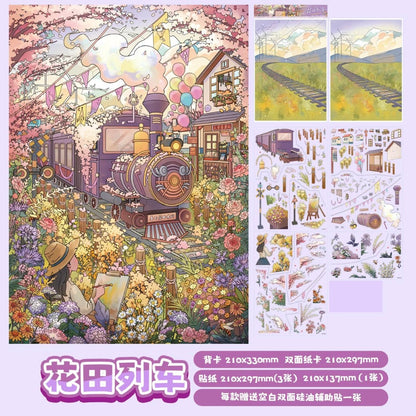 Vol. 4 Fantasy Forest Flower Field Train Farm Camping Diary Cloudside Greenhouse - L - JoyJollyCrafts