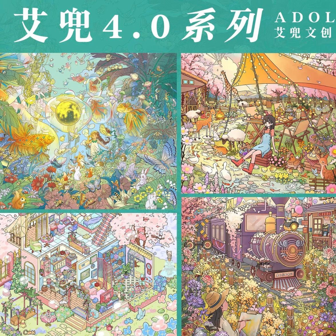 Vol. 4 Fantasy Forest Flower Field Train Farm Camping Diary Cloudside Greenhouse - L - JoyJollyCrafts