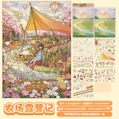Vol. 4 Fantasy Forest Flower Field Train Farm Camping Diary Cloudside Greenhouse - L - JoyJollyCrafts