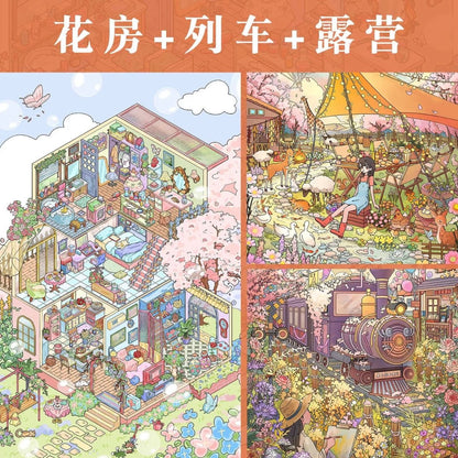 Vol. 4 Fantasy Forest Flower Field Train Farm Camping Diary Cloudside Greenhouse - L - JoyJollyCrafts