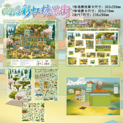 Vol. 4 Town Night Market Pastoral Symphony Republic-Era Grand World Cat Town Central Square Goodnight Story Rainbow Candy After the Rain - XL - JoyJollyCrafts