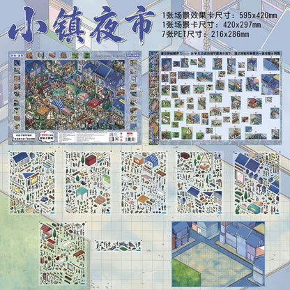 Vol. 4 Town Night Market Pastoral Symphony Republic-Era Grand World Cat Town Central Square Goodnight Story Rainbow Candy After the Rain - XL - JoyJollyCrafts