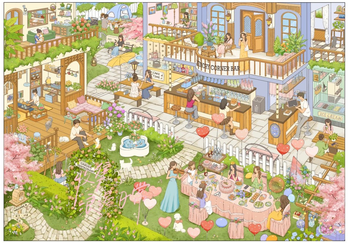 Vol. 5 Ankang Wellness Center BIG Supermarket Spring Eaves Gathering Leisure Summer Modern Dinner Sakura Street College Youth Dining Time Whale's Delight Seafood Buffet - XL - JoyJollyCrafts