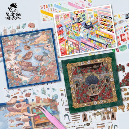 Vol. 5 Duck Down Street Convenience Store Rose Star Map Moonrise Over the Sea - M - JoyJollyCrafts