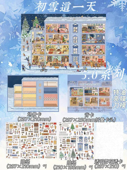 Vol. 5 Grid First Snow Day Afternoon Fairy Tale House Nordic Autumn - L - JoyJollyCrafts