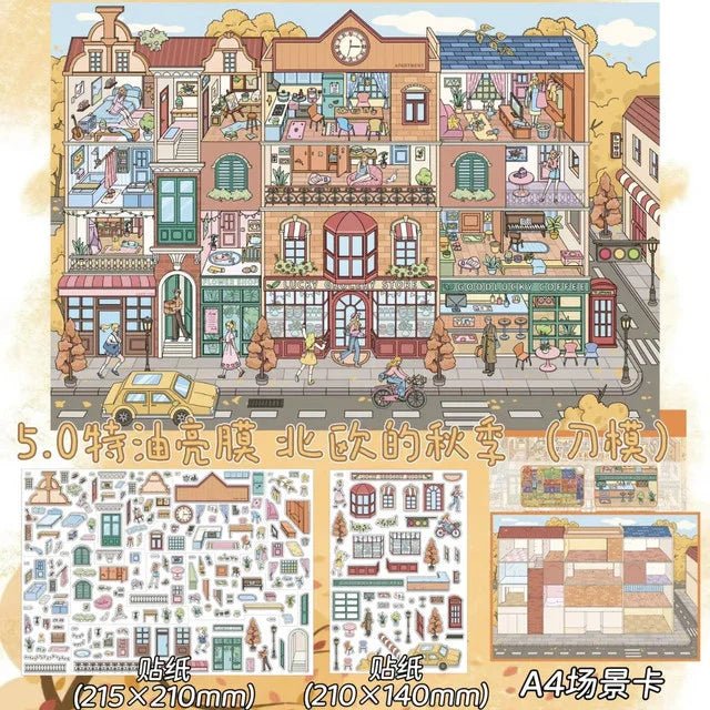 Vol. 5 Grid First Snow Day Afternoon Fairy Tale House Nordic Autumn - L - JoyJollyCrafts