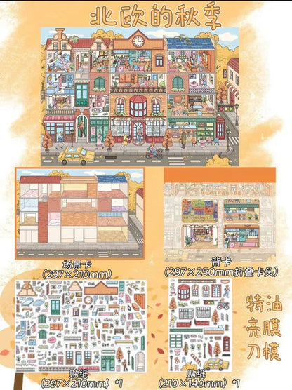 Vol. 5 Grid First Snow Day Afternoon Fairy Tale House Nordic Autumn - L - JoyJollyCrafts
