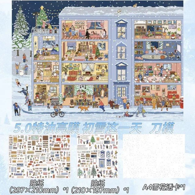 Vol. 5 Grid First Snow Day Afternoon Fairy Tale House Nordic Autumn - L - JoyJollyCrafts