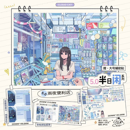 Vol. 5 Half-Day Leisure Series Green Room Convenience Store on a Rainy Night Bubble Dream Afternoon Rest Melody of Time - L - JoyJollyCrafts