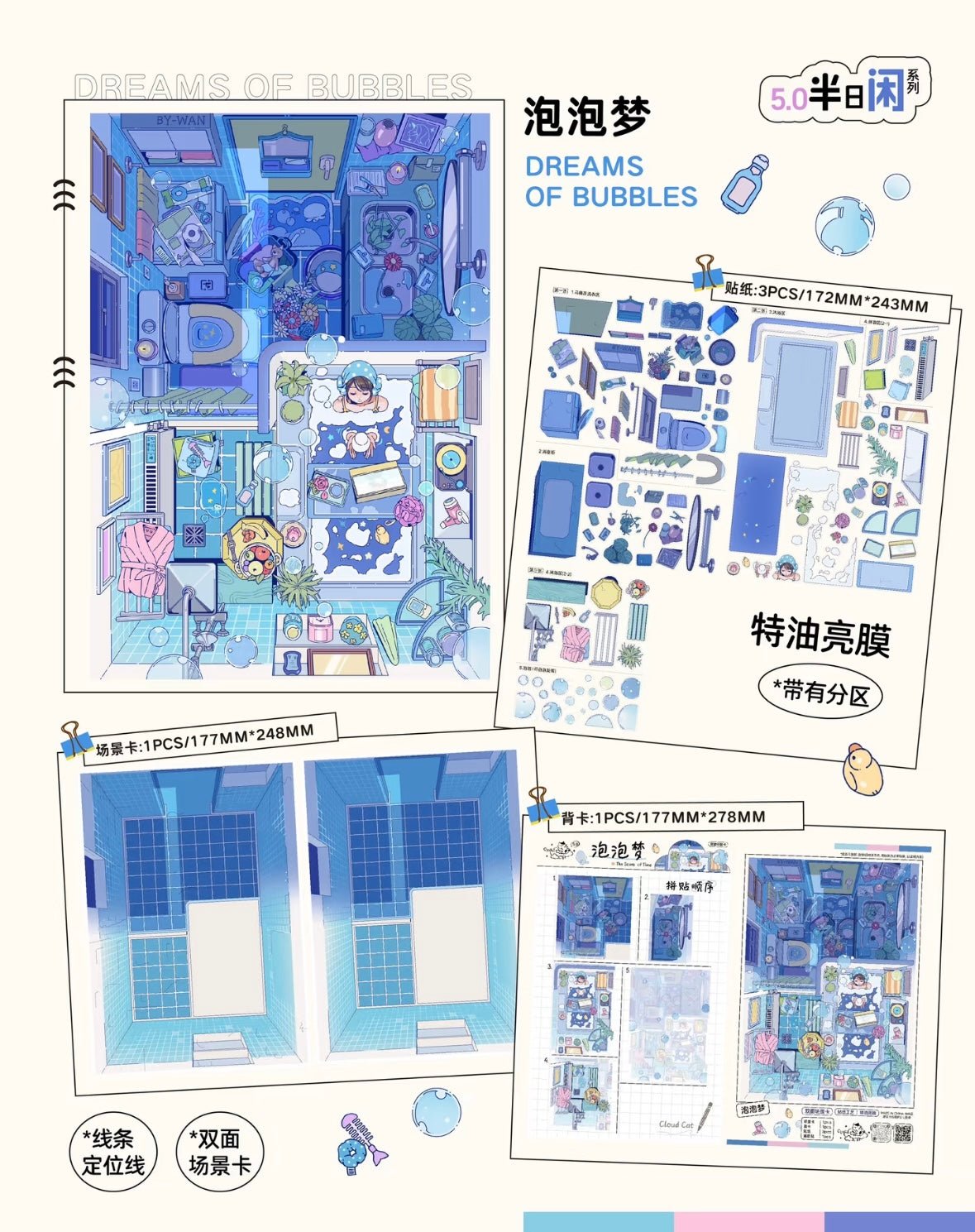 Vol. 5 Half-Day Leisure Series Green Room Convenience Store on a Rainy Night Bubble Dream Afternoon Rest Melody of Time - L - JoyJollyCrafts