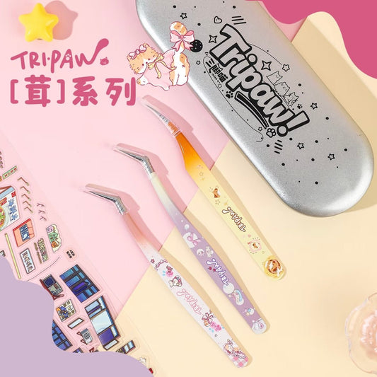 Vol. 5 Rong Series Angled Tip Curved Tip Tweezers - JoyJollyCrafts