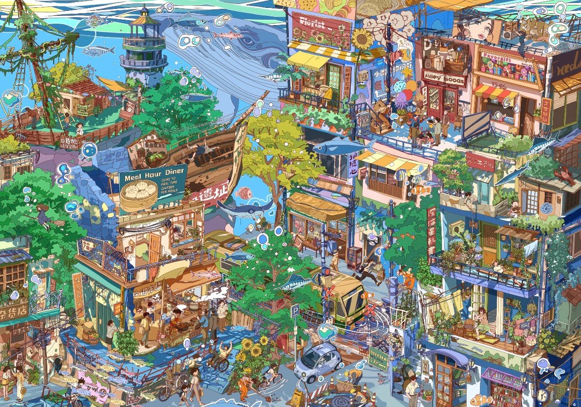 Vol. 5 Underwater Town Nautical Market - XL - JoyJollyCrafts
