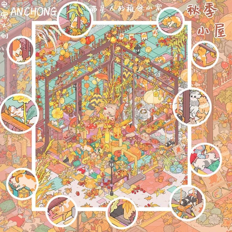 Vol. 6 Autumn Cottage Harbor Town - L - JoyJollyCrafts