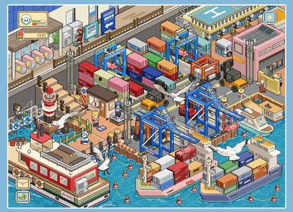 Vol. 8 Countryside Winter Snowfield Cherry Blossom Town Waterfront Cabin Harbor Dock Gas Station + Convenience Store Vending Machine Dessert Barbecue Vegetables Diving Ticket Sales Pink Cockpit 7-Pack Set - L - JoyJollyCrafts