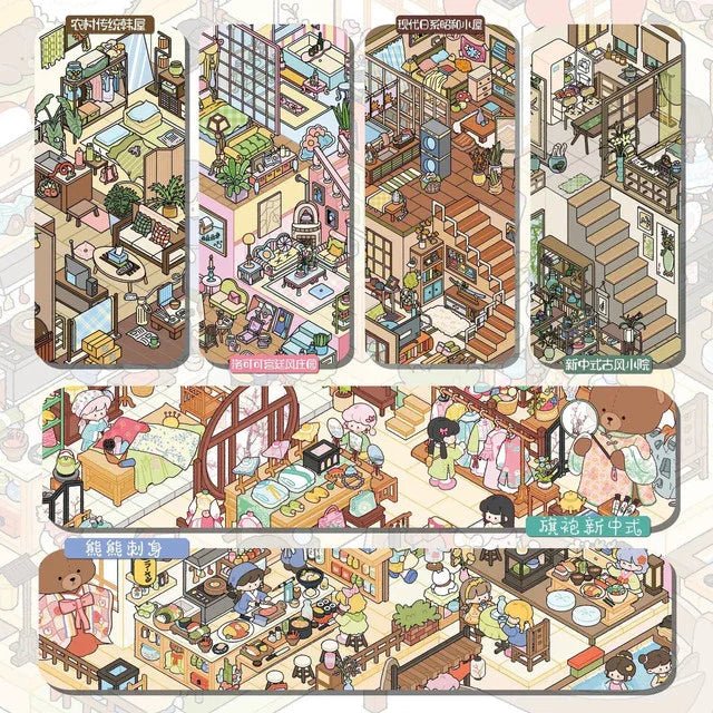 Vol. 9 Rococo Palace Manor Traditional Korean Hanok Modern Qipao Style New Chinese Courtyard Bear Sashimi Modern Japanese Showa House - M - JoyJollyCrafts