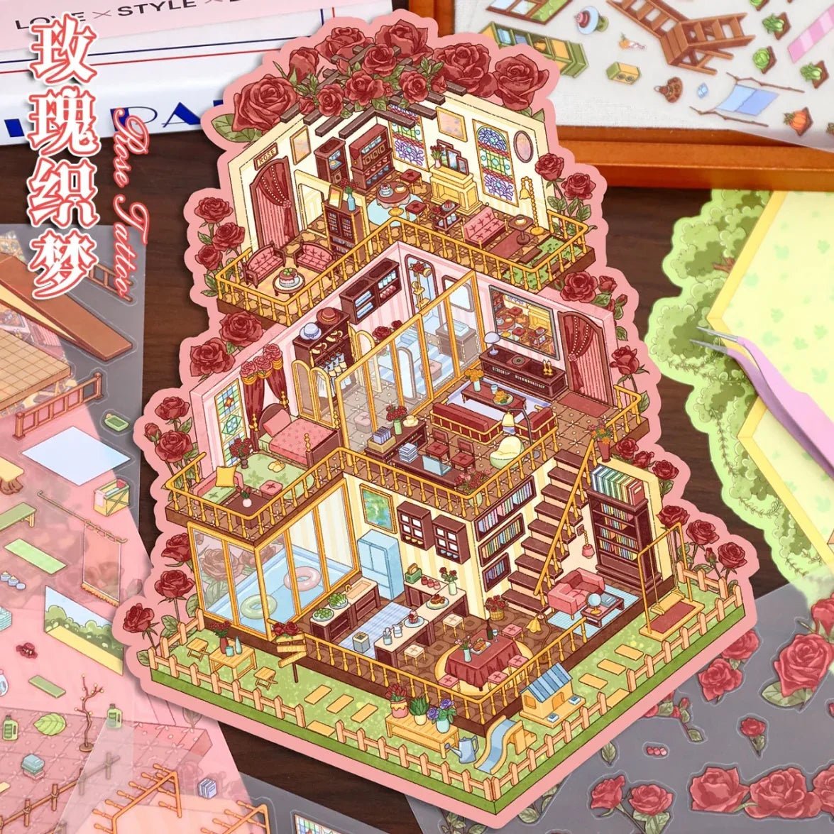 Vol. 94 Rose Dream Weaver Forest Cottage - L - JoyJollyCrafts