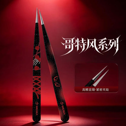 Wkaka Gothic Straight Tweezers Bound Bone Knot / Angel Wings - JoyJollyCrafts
