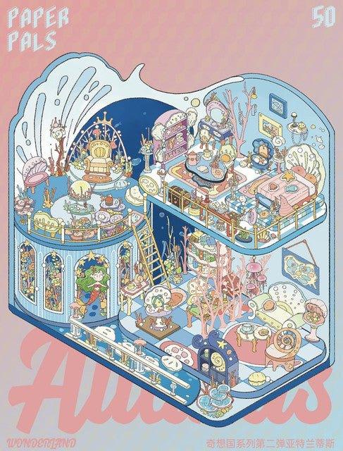 Whimsical underwater miniature room sticker with coral, seashells, and cozy decor elements