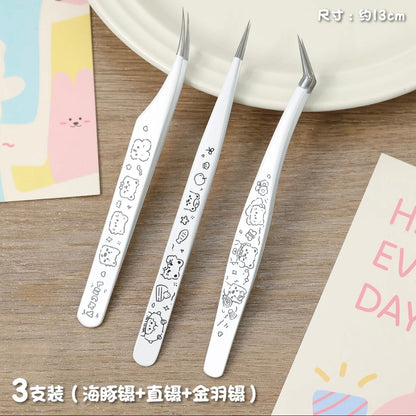 YiLan Cute Comic Tweezers Curved / Angled / Straight Tip - JoyJollyCrafts