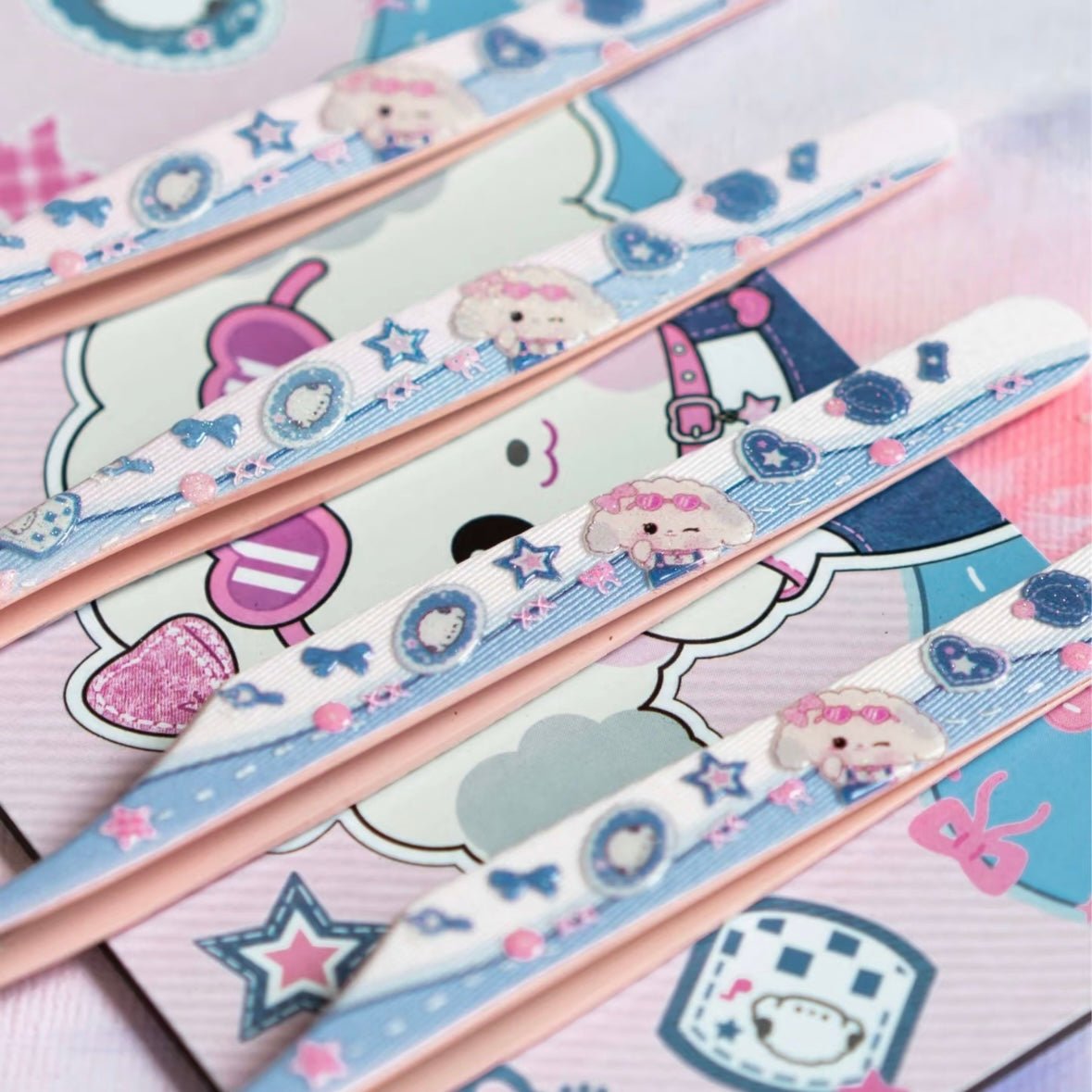 You MU 6.0 Pink Heart Puppy Tweezers Angled Tip Tweezers / Curved Tip Tweezers - JoyJollyCrafts