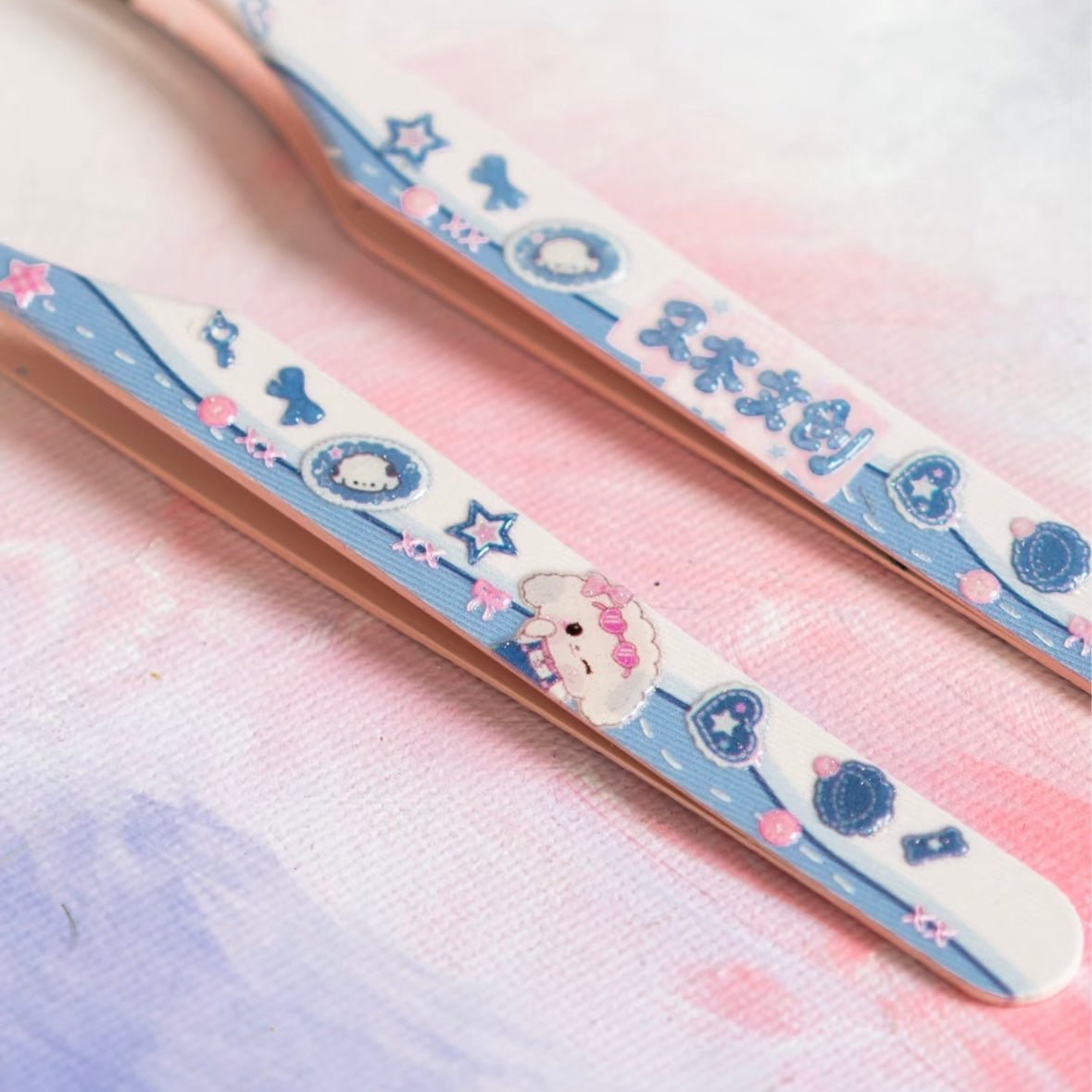 You MU 6.0 Pink Heart Puppy Tweezers Angled Tip Tweezers / Curved Tip Tweezers - JoyJollyCrafts