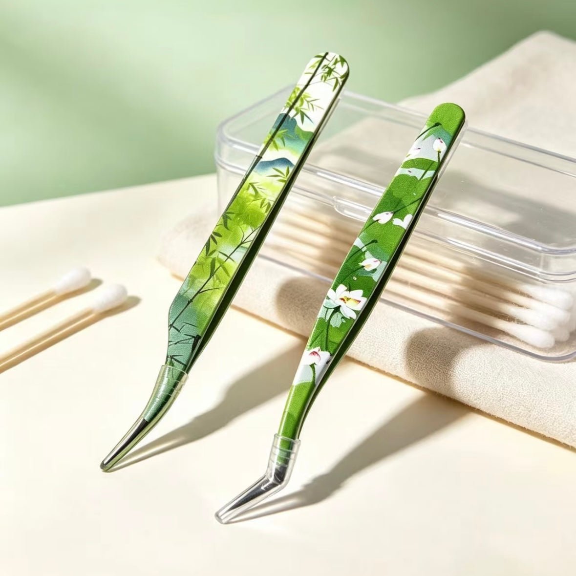 YUMAO Qinghe Yaji Tweezers Green Lotus Tweezers – Golden Feather / Green Bamboo Tweezers – Dolphin - JoyJollyCrafts